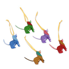 Load image into Gallery viewer, Painted Wood Alebrije Dog Ornaments (Set of 5) from Mexico - Sweet Puppies | NOVICA