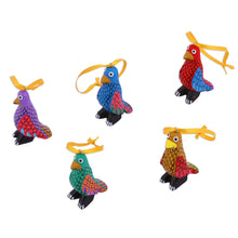 Load image into Gallery viewer, Wood Alebrije Penguin Ornaments (Set of 5) from Mexico - Sweet Penguins | NOVICA