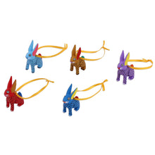 Load image into Gallery viewer, Wood Alebrije Rabbit Ornaments (Set of 5) from Mexico - Sweet Rabbits | NOVICA