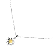 Load image into Gallery viewer, Sun and Moon Amber Pendant Necklace from Mexico - Honey Eclipse | NOVICA