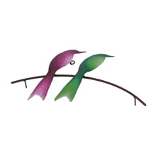 Load image into Gallery viewer, Steel Wall Sculpture of Two Colorful Birds from Mexico - Avian Friends | NOVICA