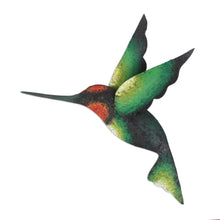 Load image into Gallery viewer, Green Hummingbird Artisan Handcrafted Steel Wall Sculpture - Delightful Green Hummingbird | NOVICA