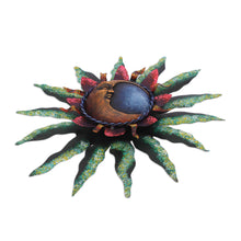 Load image into Gallery viewer, Crescent Moon Steel Wall Sculpture in Green from Mexico - Gleaming Eclipse | NOVICA