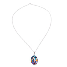 Load image into Gallery viewer, Virgin of Guadalupe Natural Flower and Silver Chain Necklace - Flowers for Guadalupe | NOVICA