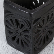 Load image into Gallery viewer, Oaxaca Barro Negro Rectangular Floral Ceramic Pencil Holder - Oaxacan Flower | NOVICA