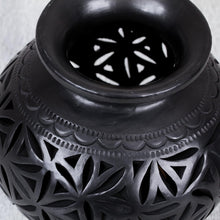 Load image into Gallery viewer, Round Openwork Oaxaca Barro Negro Decorative Ceramic Vase - Oaxacan Stars | NOVICA