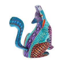 Load image into Gallery viewer, Multicolored Alebrije Coyote Figurine with Geometric Motifs - Howling Coyote | NOVICA
