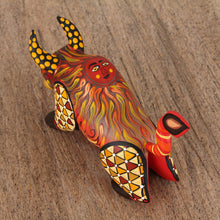 Load image into Gallery viewer, Orange Alebrije Bull with Multicolor Hand Painted Motifs - Sun Force | NOVICA