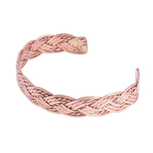 Load image into Gallery viewer, Handcrafted Braided Copper Cuff Bracelet from Mexico - Brilliant Weave | NOVICA