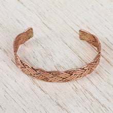 Load image into Gallery viewer, Handcrafted Braided Copper Cuff Bracelet from Mexico - Brilliant Weave | NOVICA