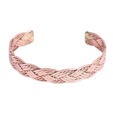 Load image into Gallery viewer, Handcrafted Braided Copper Cuff Bracelet from Mexico - Brilliant Weave | NOVICA