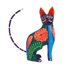 Load image into Gallery viewer, Handcrafted Copal Wood Alebrije Cat Figurine from Mexico - Graceful Feline | NOVICA