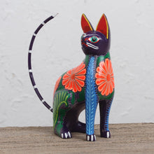 Load image into Gallery viewer, Handcrafted Copal Wood Alebrije Cat Figurine from Mexico - Graceful Feline | NOVICA