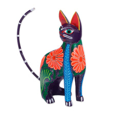 Load image into Gallery viewer, Handcrafted Copal Wood Alebrije Cat Figurine from Mexico - Graceful Feline | NOVICA