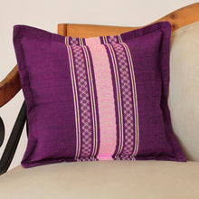 Load image into Gallery viewer, Handwoven Cotton Cushion Cover in Boysenberry from Mexico - Delicious Boysenberry | NOVICA