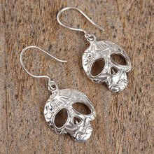 Load image into Gallery viewer, Taxco Skull Sterling Silver Dangle Earrings from Mexico - Transmutation | NOVICA