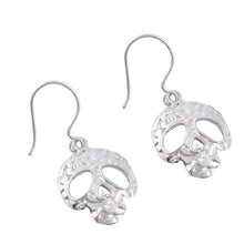 Load image into Gallery viewer, Taxco Skull Sterling Silver Dangle Earrings from Mexico - Transmutation | NOVICA