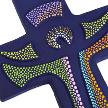 Load image into Gallery viewer, Hand-Painted Ceramic Wall Cross from Mexico - God Lives Here | NOVICA