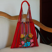 Load image into Gallery viewer, Handwoven Floral Cotton Tote from Mexico - Rainbow Bouquet | NOVICA