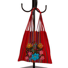 Load image into Gallery viewer, Handwoven Floral Cotton Tote from Mexico - Rainbow Bouquet | NOVICA