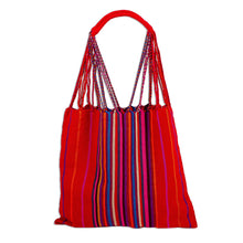 Load image into Gallery viewer, Handwoven Floral Cotton Tote from Mexico - Rainbow Bouquet | NOVICA