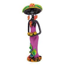 Load image into Gallery viewer, Day of the Dead Strolling Catrina Ceramic Figurine - Strolling Catrina | NOVICA