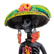 Load image into Gallery viewer, Day of the Dead Strolling Catrina Ceramic Figurine - Strolling Catrina | NOVICA