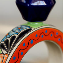 Load image into Gallery viewer, Blue and Orange Ring Shape Ceramic Tequila Decanter - Ring of Liquid Gold | NOVICA