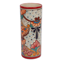 Load image into Gallery viewer, Handcrafted Floral Talavera-Style Ceramic Vase from Mexico - Mexico Colors | NOVICA