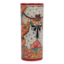 Load image into Gallery viewer, Handcrafted Floral Talavera-Style Ceramic Vase from Mexico - Mexico Colors | NOVICA