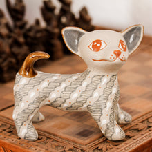Load image into Gallery viewer, Handcrafted Grey and Beige Ceramic Chihuahua Dog Figurine - Cheerful Chihuahua | NOVICA