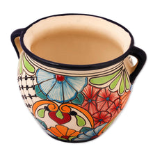 Load image into Gallery viewer, Floral Talavera-Style Ceramic Flower Pot from Mexico - Talavera Majesty | NOVICA