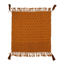 Load image into Gallery viewer, Cotton Scarf in Sunrise and Mahogany from Mexico - Mexican Sunrise | NOVICA