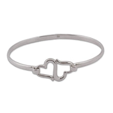 Load image into Gallery viewer, Sterling Silver Heart Bangle Bracelet from Mexico - Heart Harmony | NOVICA