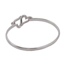 Load image into Gallery viewer, Sterling Silver Heart Bangle Bracelet from Mexico - Heart Harmony | NOVICA
