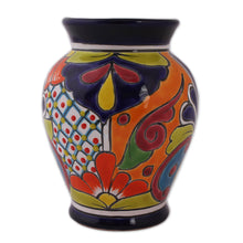 Load image into Gallery viewer, Hand-Painted Talavera-Style Ceramic Vase Crafted in Mexico - Talavera Glory | NOVICA