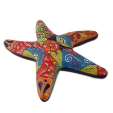 Load image into Gallery viewer, Hand-Painted Talavera-Style Ceramic Starfish Wall Sculpture - Talavera Starfish | NOVICA