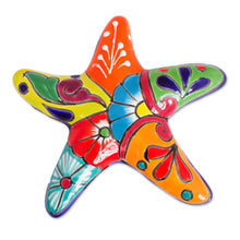 Load image into Gallery viewer, Talavera-Style Ceramic Starfish Wall Sculpture from Mexico - Hacienda Starfish | NOVICA