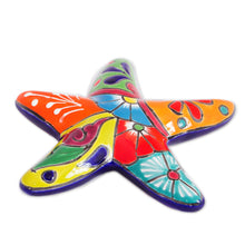 Load image into Gallery viewer, Talavera-Style Ceramic Starfish Wall Sculpture from Mexico - Hacienda Starfish | NOVICA