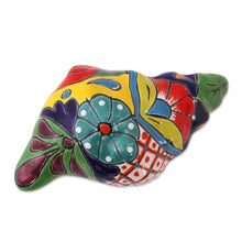 Load image into Gallery viewer, Talavera Style Ceramic Conch Sculpture from Mexico - Talavera Conch | NOVICA