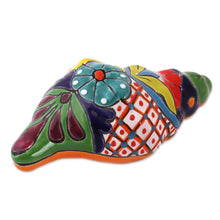 Load image into Gallery viewer, Talavera Style Ceramic Conch Sculpture from Mexico - Talavera Conch | NOVICA
