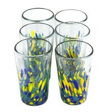Load image into Gallery viewer, Colorful Recycled Glass Tumblers (16 Oz., Set of 6) - Tropical Confetti | NOVICA