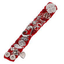 Load image into Gallery viewer, Glass Beaded Charm Bracelet in Crimson from Mexico - Passionate Blessing | NOVICA