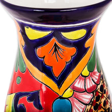 Load image into Gallery viewer, Curvy Talavera-Style Ceramic Vase Crafted in Mexico - Colorful Curves | NOVICA