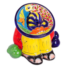Load image into Gallery viewer, Talavera-Style Ceramic Figurine Crafted in Mexico - Sombrero Slumber | NOVICA