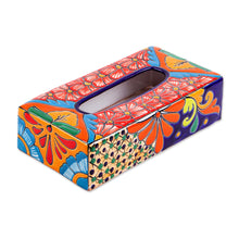 Load image into Gallery viewer, Floral Talavera-Style Ceramic Tissue Box Cover from Mexico - Hacienda Convenience | NOVICA