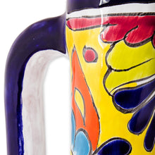 Load image into Gallery viewer, Pitcher-Shaped Talavera-Style Ceramic Vase from Mexico - Talavera Pitcher | NOVICA