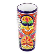 Load image into Gallery viewer, Cylindrical Talavera-Style Ceramic Vase from Mexico - Cylindrical Talavera | NOVICA