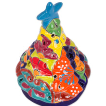 Load image into Gallery viewer, Talavera-Style Ceramic Christmas Tree Lantern from Mexico - Christmas Pine | NOVICA