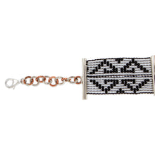 Load image into Gallery viewer, Glass Beaded Silver and Ceramic Pendant Bracelet (7 Inch) - Paquime Tradition | NOVICA